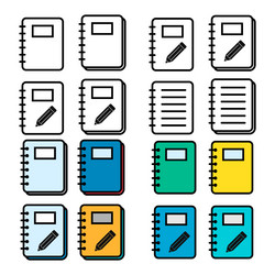 set of spiral notebook icon paper blank page vector image