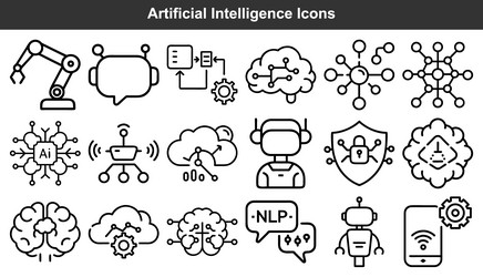 artificial intelligence icons set machine vector image