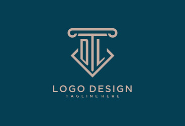 dl initial with pillar icon design clean vector image