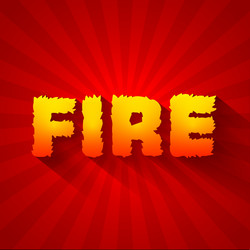 Fire text on a red background concept design vector