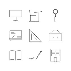 office linear icon set simple outline icons vector image