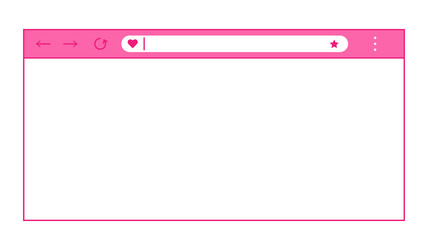pink web browser window with heart in flat style vector image