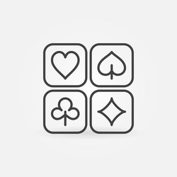 playing card suits outline concept icon vector