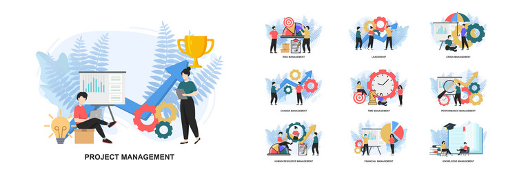 set of web page design templates for management vector image
