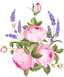 Lavender Bouquet with Roses Vector Image