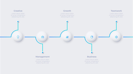 neumorphic concept of development process with 5 vector image