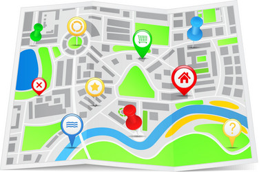 Paper Map with Pointers vector image