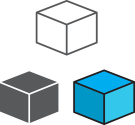 Set 3d cube with different style isolated vector