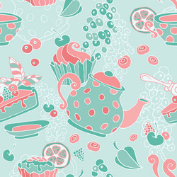 Tea Party Pattern - Cute Objects vector image