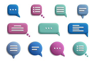 3d talk bubbles realistic buttons for speech vector image