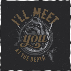 Angry Shark Label Vector Image