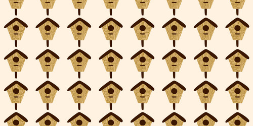 spring bird house seamless pattern flat vector image
