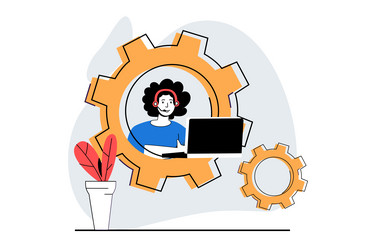 technical support concept with people scene vector