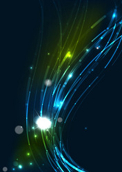 Abstract wave color glowing lines in dark space vector