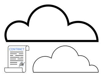 cloud shapes with a signed contract representing vector image
