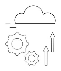 cloud technology with gears and arrows symbolizing vector image