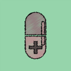 flat shading style icon capsule with cross vector image