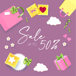 Gift boxes and bags cute sale special offer vector