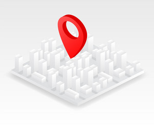 isometric geolocation map with buildings and roads vector image