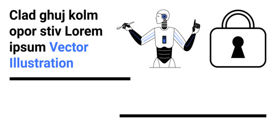 modern robot holding key and lock in futuristic vector image