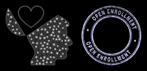 rubber open enrollment seal and light network vector image