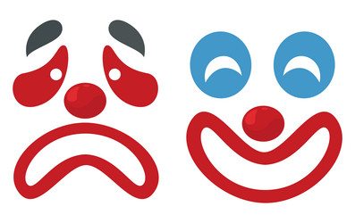 sad and happy clown makeup facial expression vector