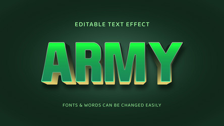 army green and golden editable 3d text effect-01 vector image