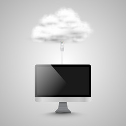 computer is connecting to cloud vector image