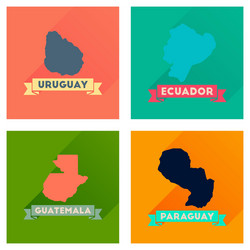 concept flat icons with long shadow maps countries vector image