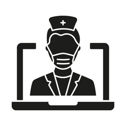 Online digital medicine silhouette icon doctor vector