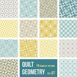 set of 12 tiles with geometric patterns vector image