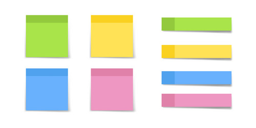 sticky note set in realism with shadow isolated vector image