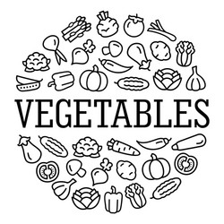 Vegetables color icons in a circular shape vector