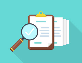 audit documents with magnifying glass and check vector image