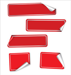 collection of red labels with rounded corners vector image