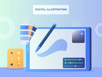 Digital concept screen view apps tool with flat vector