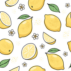 lemon hand drawn seamless pattern vector image