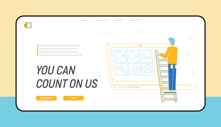 Software development website landing page vector