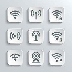 Wireless and wi-fi web icons set vector