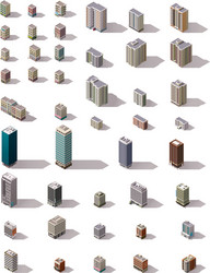 City buildings icon set Royalty Free Vector Image