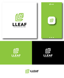 Natural leaf tech data logo design template Vector Image