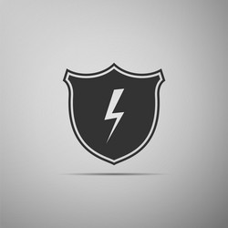 Secure shield with lightning icon isolated vector