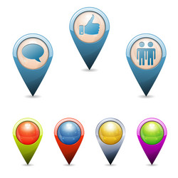 3D Map Pointers with Social Icons vector image