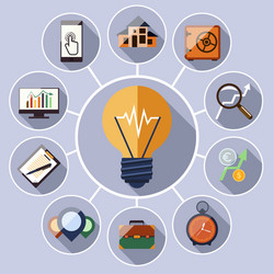 Business management and data analytics icon set vector