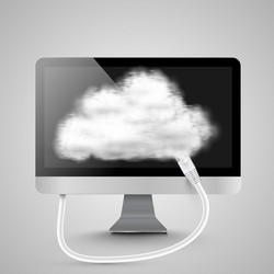 computer is connecting to cloud vector image