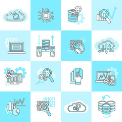 Database analytics icons flat vector