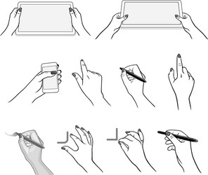 Hands drawing using devices vector