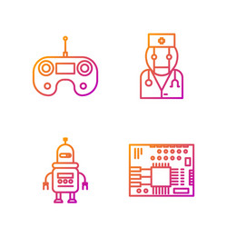 set line printed circuit board pcb robot remote vector image