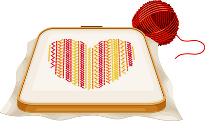 tambour with canvas and embroidered pattern vector image