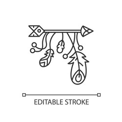 arrow and feathers amulet in boho style pixel vector image